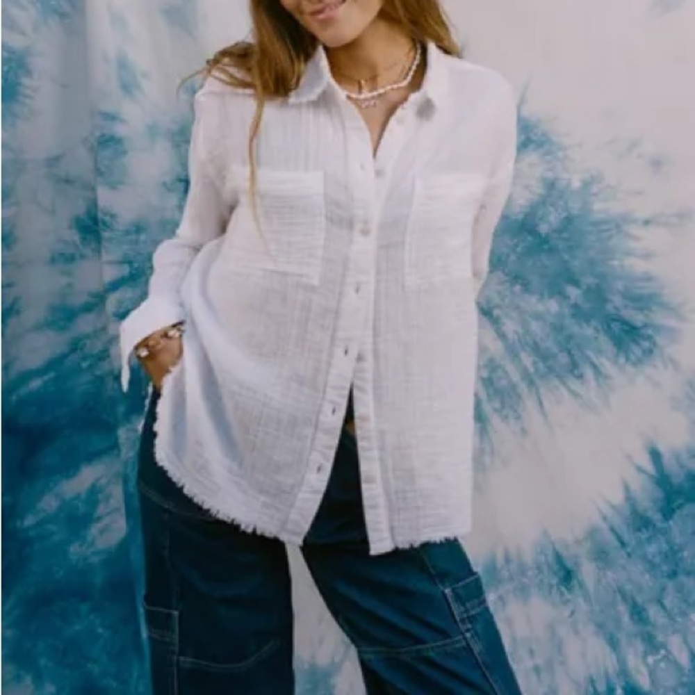 UO Luca Textured Cotton Button-Down Shirt